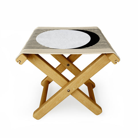 MoonlightPrint Circle BW Stripes Folding Stool