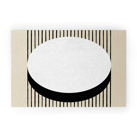 MoonlightPrint Circle BW Stripes Welcome Mat