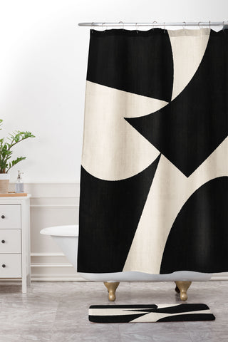 MoonlightPrint Cutout Abstract Modern Shapes Shower Curtain And Mat
