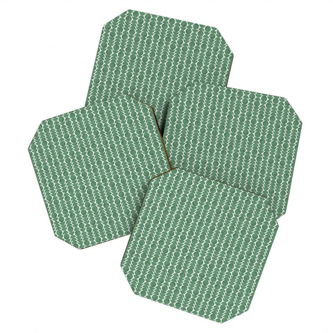 MoonlightPrint Green Retro Scandinavian Coaster Set