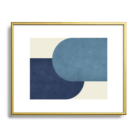 MoonlightPrint Halfmoon Colorblock Blue Metal Framed Art Print