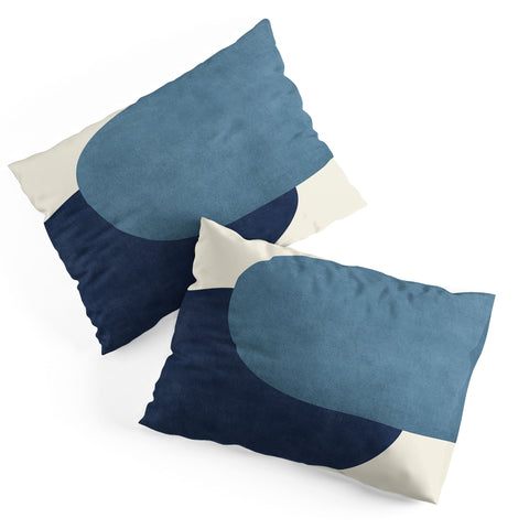 MoonlightPrint Halfmoon Colorblock Blue Pillow Shams