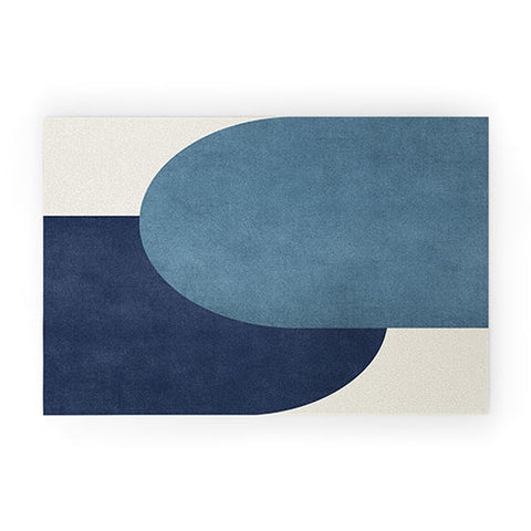 MoonlightPrint Halfmoon Colorblock Blue Welcome Mat