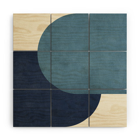 MoonlightPrint Halfmoon Colorblock Blue Wood Wall Mural