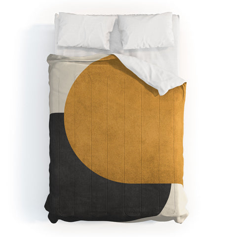MoonlightPrint Halfmoon Colorblock Gld Blck Comforter