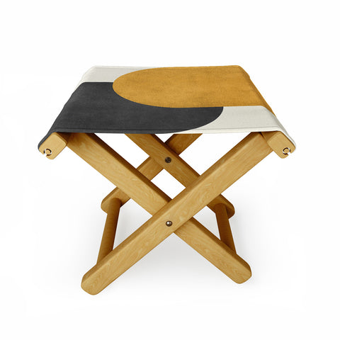 MoonlightPrint Halfmoon Colorblock Gld Blck Folding Stool