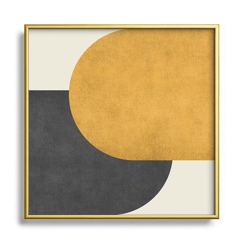 MoonlightPrint Halfmoon Colorblock Gld Blck Square Metal Framed Art Print