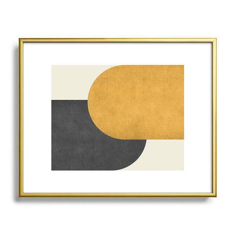 MoonlightPrint Halfmoon Colorblock Gld Blck Metal Framed Art Print