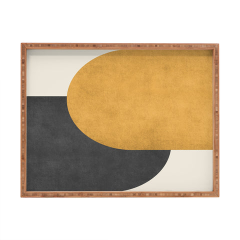 MoonlightPrint Halfmoon Colorblock Gld Blck Rectangular Tray