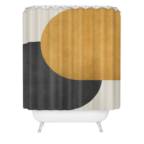 MoonlightPrint Halfmoon Colorblock Gld Blck Shower Curtain