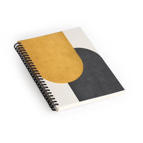 MoonlightPrint Halfmoon Colorblock Gld Blck Spiral Notebook
