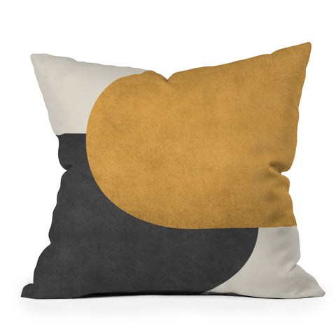 MoonlightPrint Halfmoon Colorblock Gld Blck Outdoor Throw Pillow