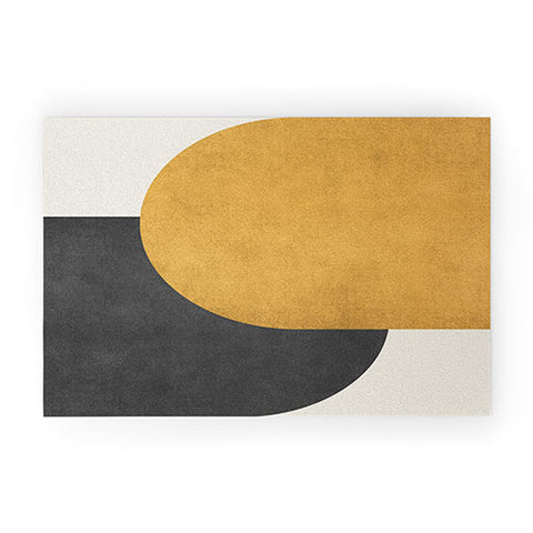 MoonlightPrint Halfmoon Colorblock Gld Blck Welcome Mat