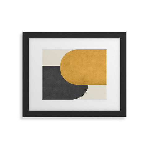 MoonlightPrint Halfmoon Colorblock Gld Blck Framed Art Print