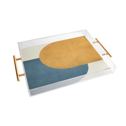 MoonlightPrint Halfmoon Colorblock Gold Blue Acrylic Tray