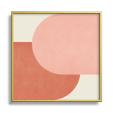 MoonlightPrint Halfmoon Colorblock Pink Square Metal Framed Art Print