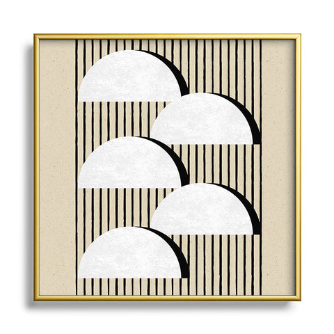 MoonlightPrint Halfmoon Stripes Square Metal Framed Art Print