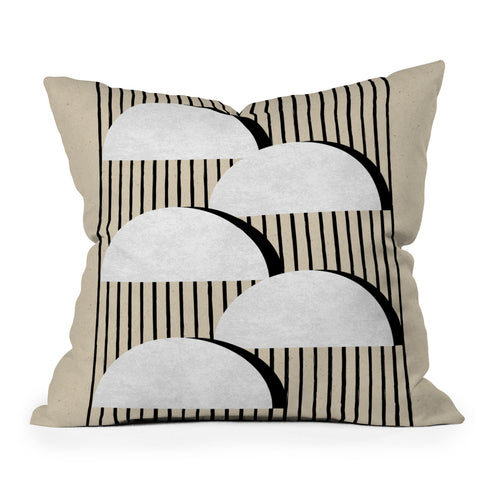 MoonlightPrint Halfmoon Stripes Outdoor Throw Pillow