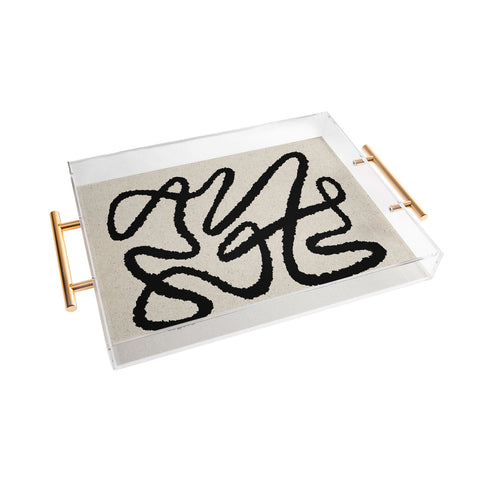 MoonlightPrint Line art abstract black 1 Acrylic Tray