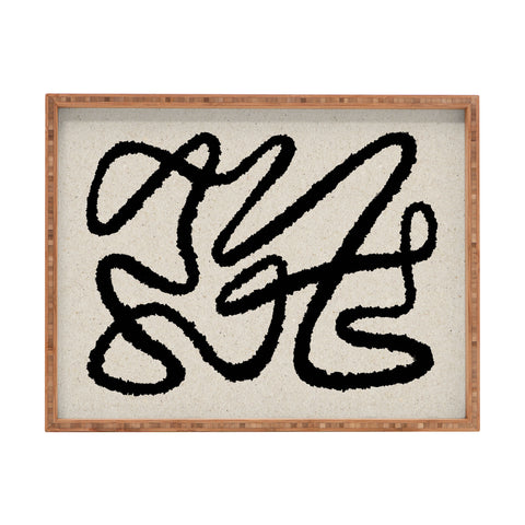 MoonlightPrint Line art abstract black 1 Rectangular Tray