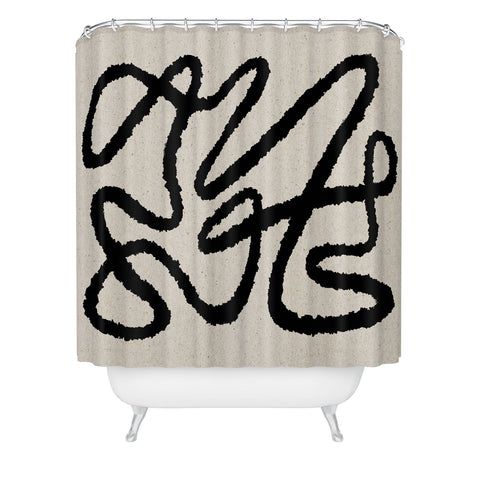 MoonlightPrint Line art abstract black 1 Shower Curtain