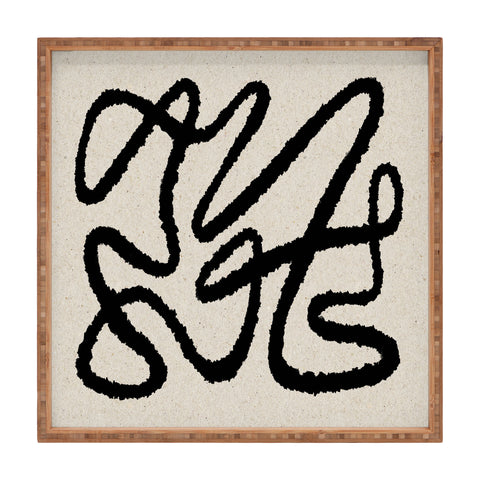 MoonlightPrint Line art abstract black 1 Square Tray