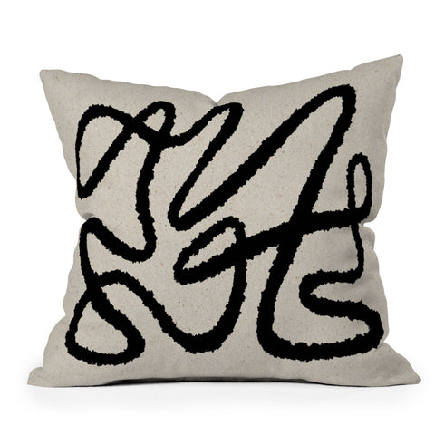 MoonlightPrint Line art abstract black 1 Outdoor Throw Pillow