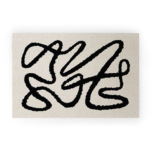 MoonlightPrint Line art abstract black 1 Welcome Mat