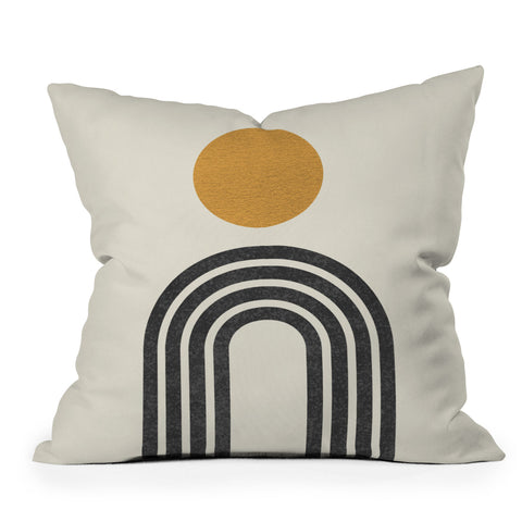 MoonlightPrint Mid century modern gold sun Outdoor Throw Pillow