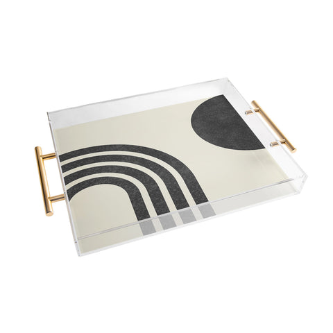 MoonlightPrint Mid century modern Rainbow bk Acrylic Tray