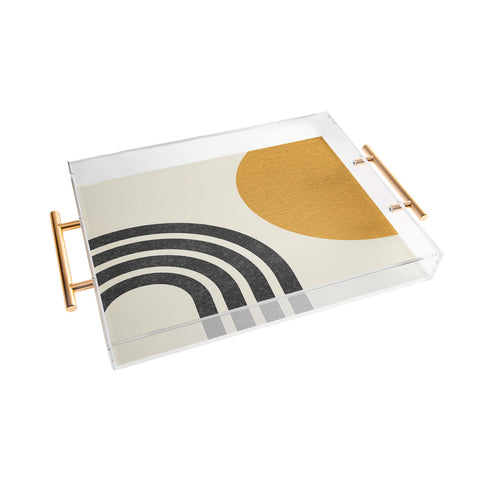 MoonlightPrint Mid century modern Sun Rainbow Acrylic Tray