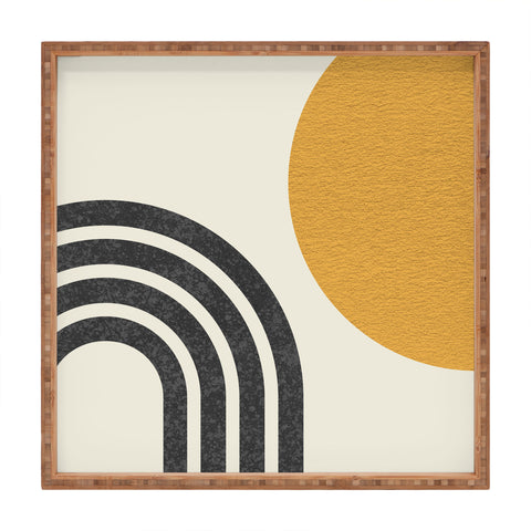 MoonlightPrint Mid century modern Sun Rainbow Square Tray