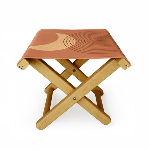 MoonlightPrint Moon Mountain Terra Orange Folding Stool