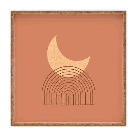 MoonlightPrint Moon Mountain Terra Orange Square Tray