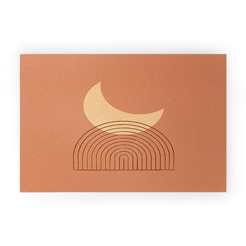 MoonlightPrint Moon Mountain Terra Orange Welcome Mat