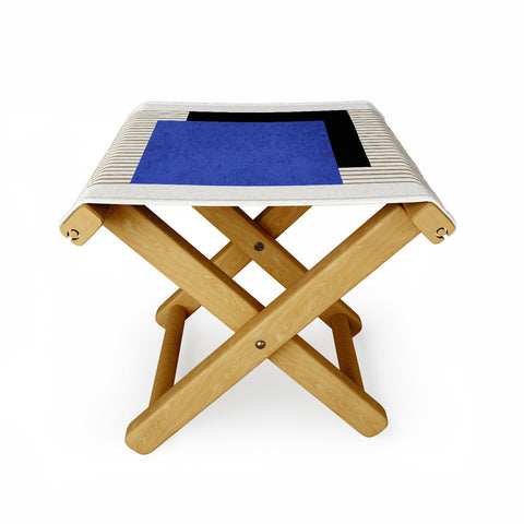 MoonlightPrint Square Blue Stripes Folding Stool
