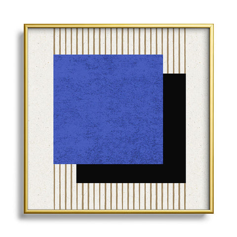 MoonlightPrint Square Blue Stripes Square Metal Framed Art Print