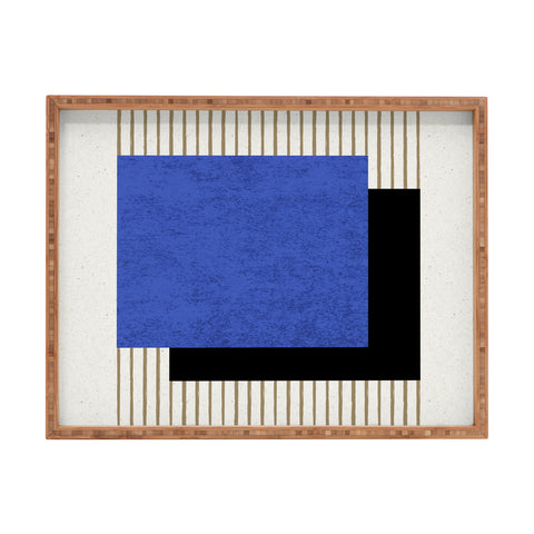 MoonlightPrint Square Blue Stripes Rectangular Tray