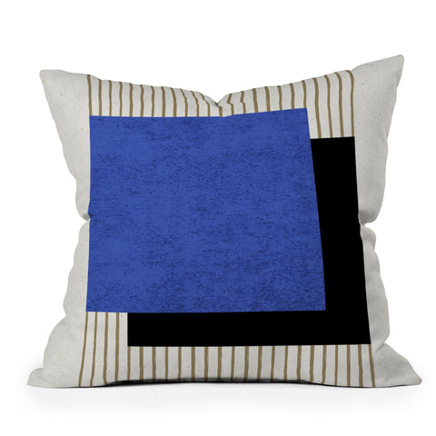 MoonlightPrint Square Blue Stripes Throw Pillow