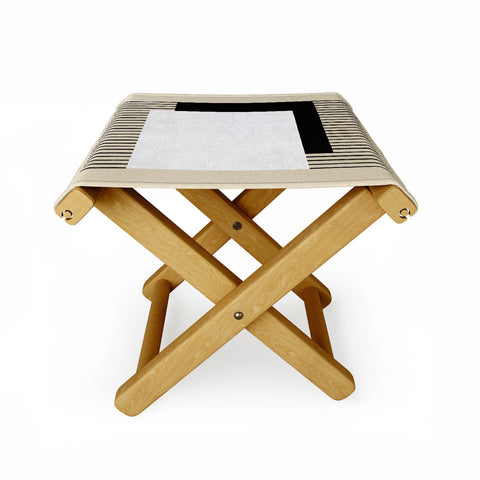 MoonlightPrint Square BW Stripes Folding Stool