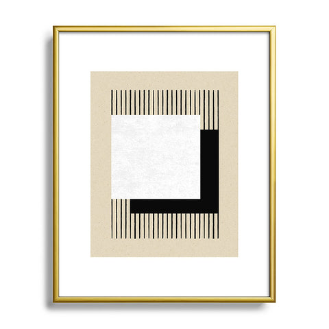 MoonlightPrint Square BW Stripes Metal Framed Art Print