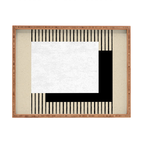 MoonlightPrint Square BW Stripes Rectangular Tray