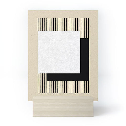 MoonlightPrint Square BW Stripes Mini Art Print