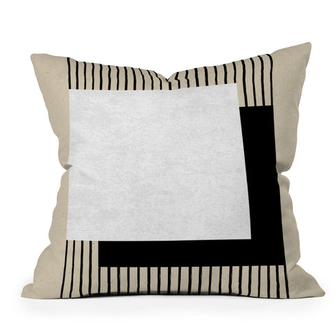 MoonlightPrint Square BW Stripes Throw Pillow
