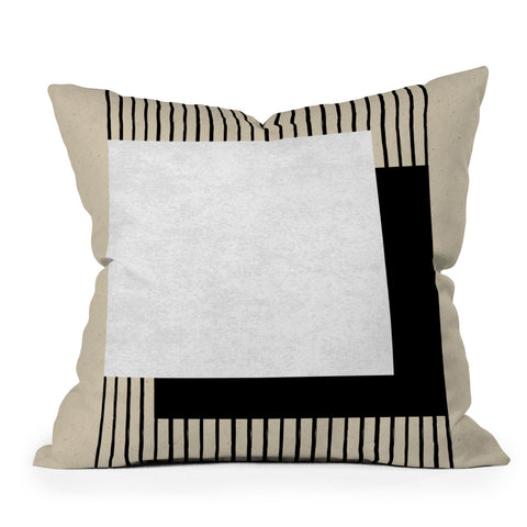 MoonlightPrint Square BW Stripes Outdoor Throw Pillow