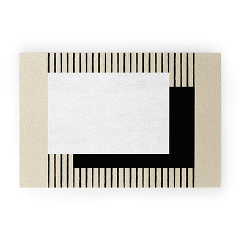 MoonlightPrint Square BW Stripes Welcome Mat