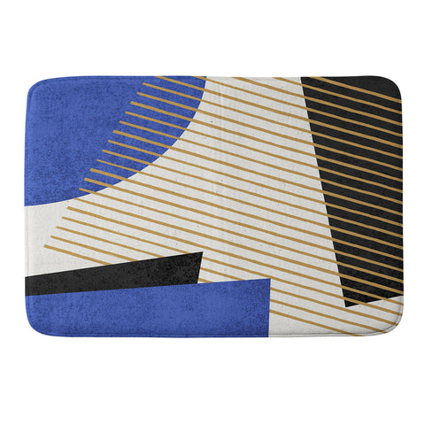 MoonlightPrint Stripes Circle Geometric Blue Memory Foam Bath Mat