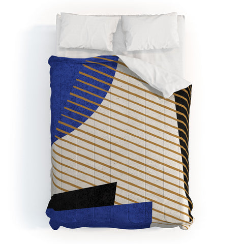 MoonlightPrint Stripes Circle Geometric Blue Comforter