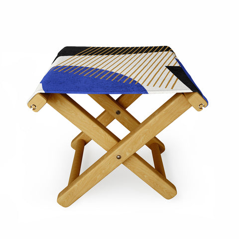 MoonlightPrint Stripes Circle Geometric Blue Folding Stool