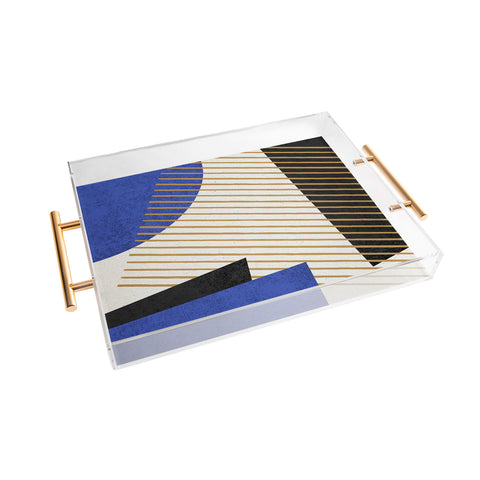 MoonlightPrint Stripes Circle Geometric Blue Acrylic Tray